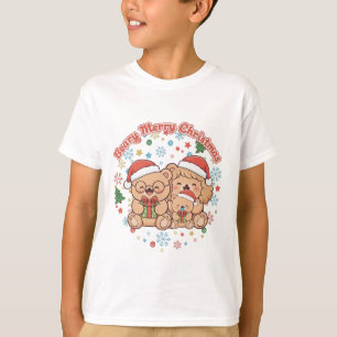 Camiseta "Feliz Natalzinho" Família de Ursinhos de Pelúcia 