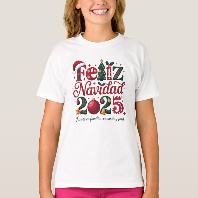 Camiseta Feliz Navidad 2025 Family Christmas Spanish (Frente)