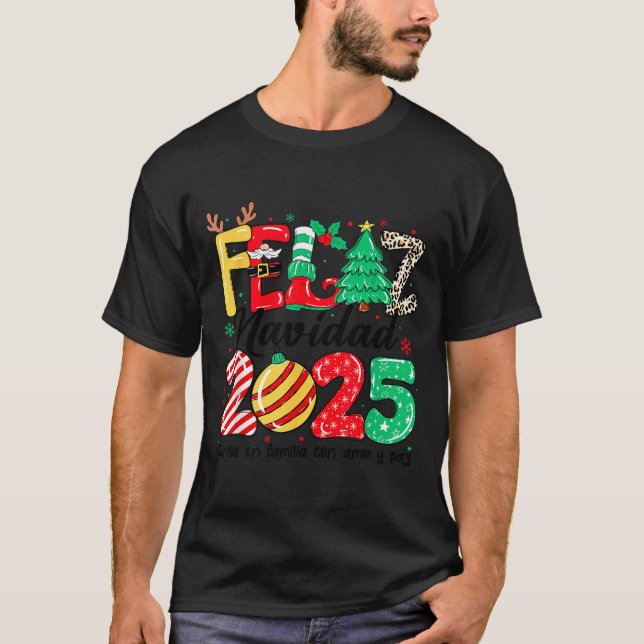 Camiseta Feliz Navidad 2025 Spanish Christmas Mexican Famil (Frente)