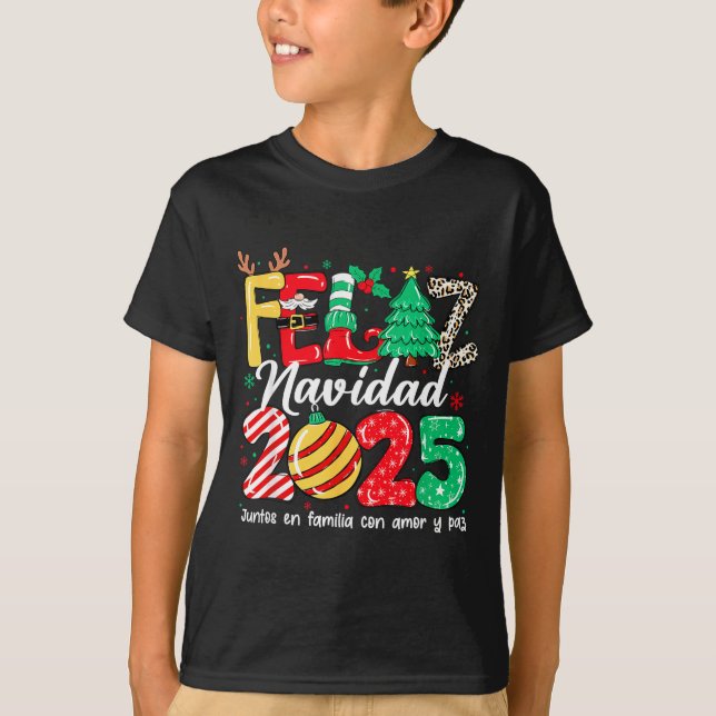 Camiseta Feliz Navidad 2025 Spanish Christmas Mexican Famil (Frente)