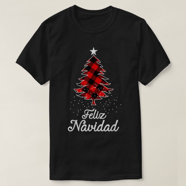 Camiseta Feliz Navidad, Árvores de Natal da Família, búfalo (Frente do Design)
