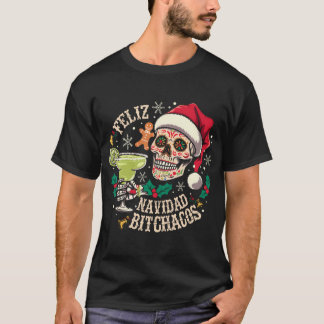 Camiseta Feliz Navidad Bitchachos Funny Skull Feliz Espanho