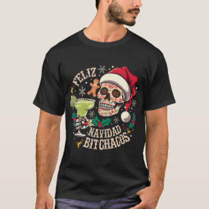 Camiseta Feliz Navidad Bitchachos Funny Skull Feliz Espanho