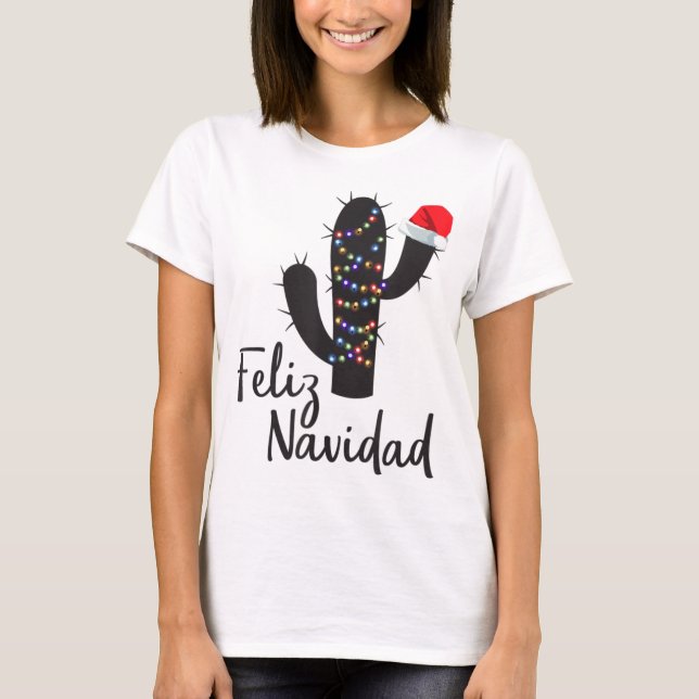 Camiseta Feliz Navidad Cactus Natal Pajamas Family Ligh (Frente)