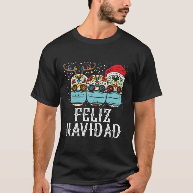 Camiseta Feliz Navidad - Crânio De Açúcar (Frente)