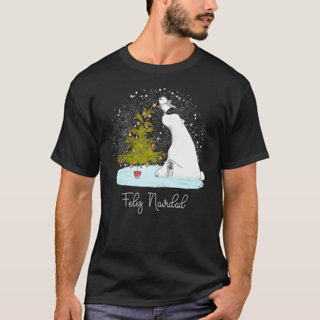 Camiseta Feliz Navidad Cute Polar Bear Penguin Christmas (Frente)