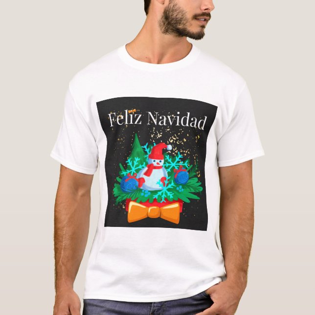 Camiseta Feliz Navidad, decoração de natal (Frente)