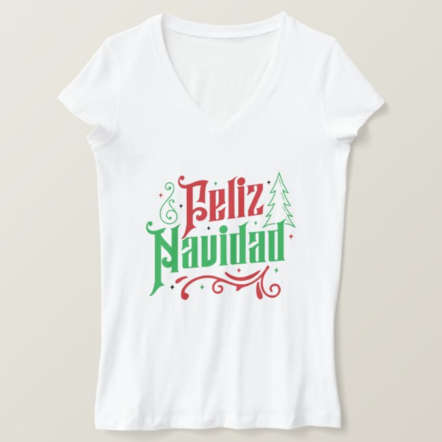 Camiseta Feliz Navidad Espanhola Feliz Natal (Frente do Design)