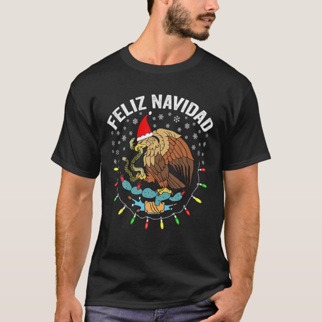 Camiseta Feliz Navidad Funny Natal Luz A Águia Mexicana (Frente)