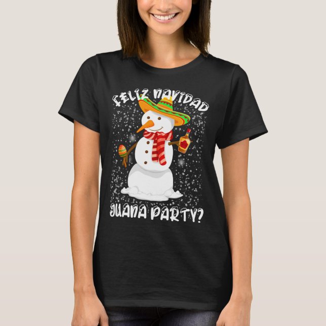 Camiseta Feliz Navidad Juana (Snowman) no Natal mexicano (Frente)