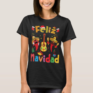 Camiseta Feliz Navidad Mexicana Fiesta Hot Pepper Guitar Xm