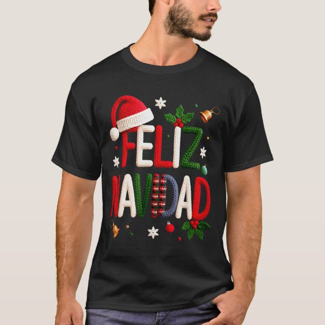 Camiseta Feliz Navidad Pajamas Spanish Mexican Christmas Bo (Frente)