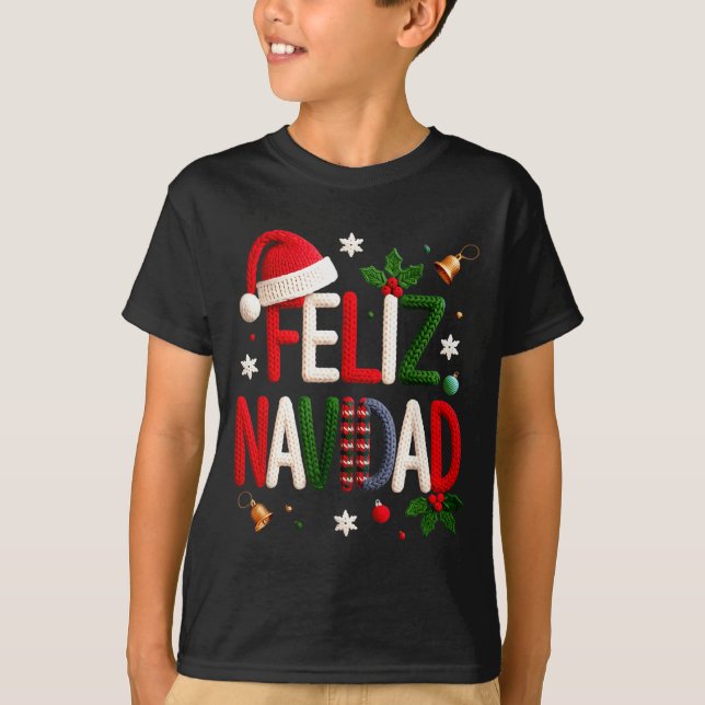 Camiseta Feliz Navidad Pajamas Spanish Mexican Christmas Bo (Frente)