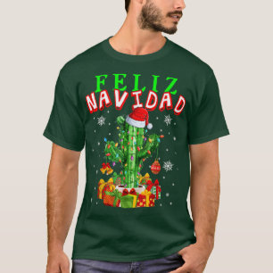 Camiseta Feliz Navidad, Papais noeis de Luzes de Natal Cact