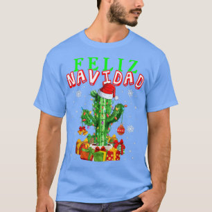 Camiseta Feliz Navidad, Papais noeis de Luzes de Natal Cact