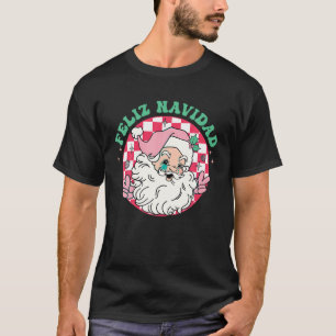 Camiseta Feliz Navidad - Papais noeis Rosa Checkre Espanhol