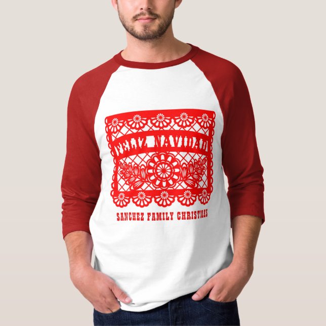 Camiseta Feliz Navidad Papel Picado T-Shirt (Frente)