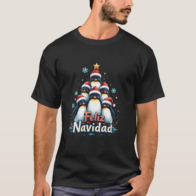 Camiseta Feliz Navidad Penguin Meninas Meninas Meninas Engr (Frente)