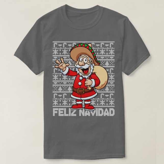 Camiseta Feliz Navidad Satna Ugly Christmas Sweater (Frente do Design)