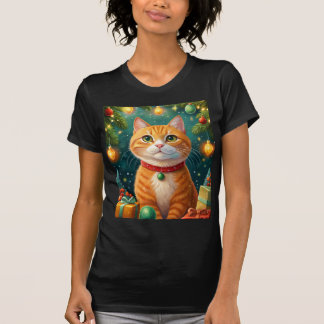 Camiseta Feliz navidad te desea el gato naranja