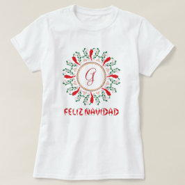 Camiseta Feliz Navidad Vermelho Chile Pepper Wreath