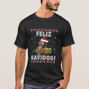 Camiseta Feliz Navidog Brittany Spaniel Dog Ugly Sweater Ch