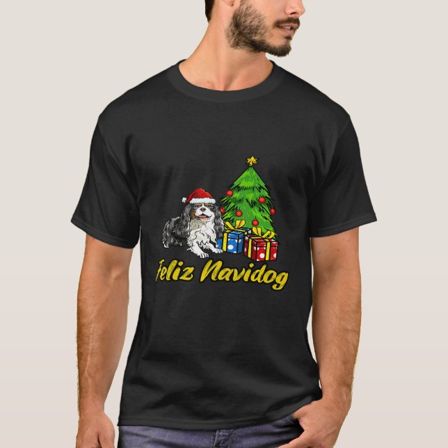 Camiseta Feliz Navidog Cavalier King Charles Spaniel Santa  (Frente)