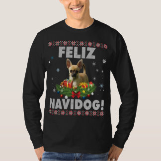 Camiseta Feliz Navidog Chihuahua Dog Ugly Sweater Papais no