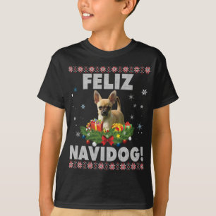 Camiseta Feliz Navidog Chihuahua Dog Ugly Sweater Papais no