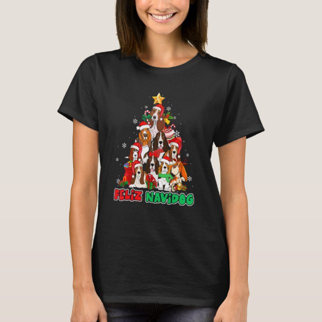 Camiseta Feliz Navidog Feliz Navidad Basset Hound (Frente)