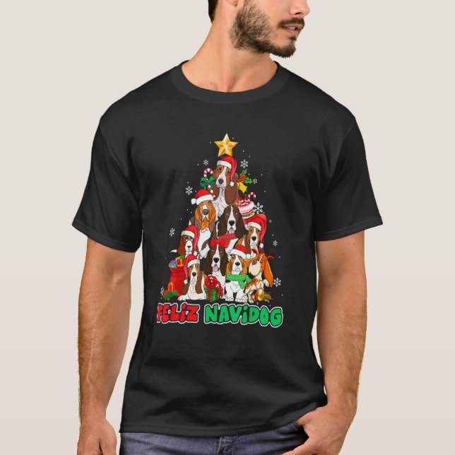 Camiseta Feliz Navidog Feliz Navidad Christmas Basset Hound (Frente)