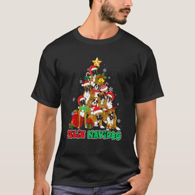 Camiseta Feliz Navidog Feliz Navidad Christmas Boxer Dog (Frente)