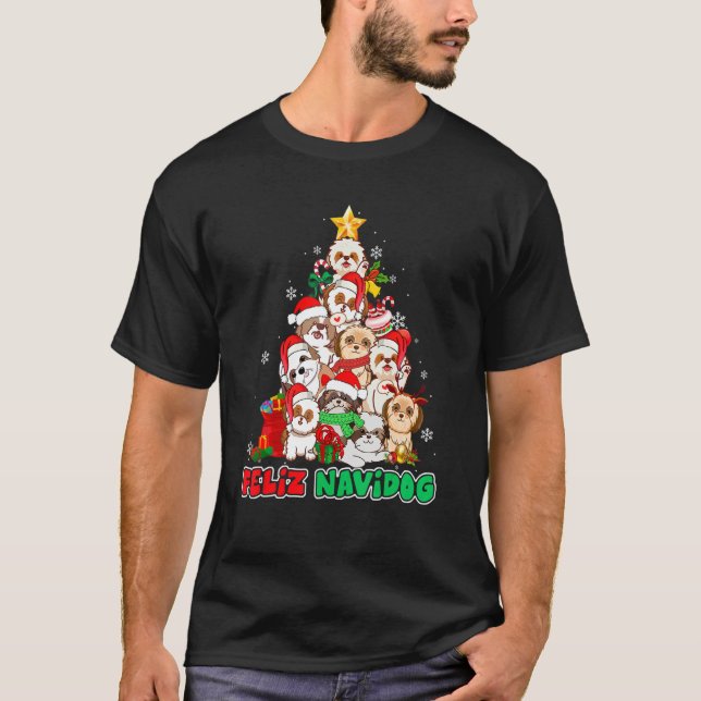 Camiseta Feliz Navidog Feliz Navidad Christmas Shih Tzu Dog (Frente)