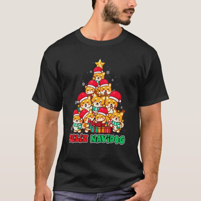 Camiseta Feliz Navidog Feliz Navidad Christmas Welsh Corgi  (Frente)
