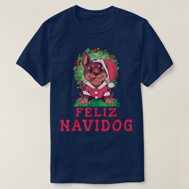 Camiseta Feliz Navidog Feliz Navidad Navidad Estrelas de Na (Frente do Design)