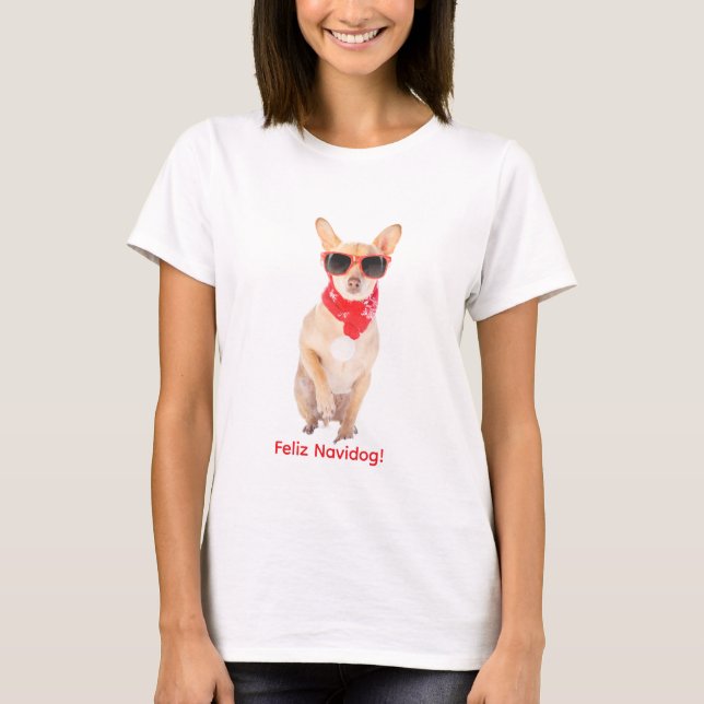 Camiseta Feliz NaviDog – Funny Christmas Dog Design (Frente)