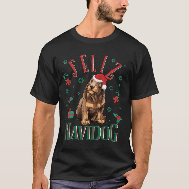 Camiseta Feliz Navidog Funny Dachshund Puppy Wiener Dog Chr (Frente)