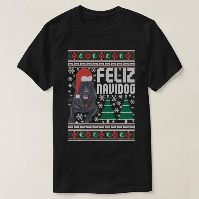 Camiseta Feliz Navidog Funny Feliz Navidad Merry Christmas  (Frente do Design)