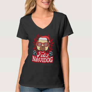 Camiseta Feliz Navidog Navidad Pug Santa Feliz Christma