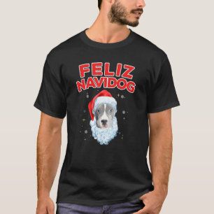 Camiseta Feliz Navidog O Cachorro De Pitbull De Natal Com B