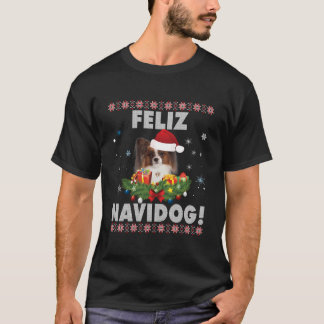 Camiseta Feliz Navidog Papillon Cachorro Feio Natal