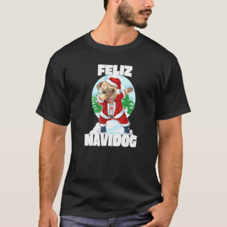 Camiseta Feliz Navidog Pug Divertido Fazendo Dab Santa Clau