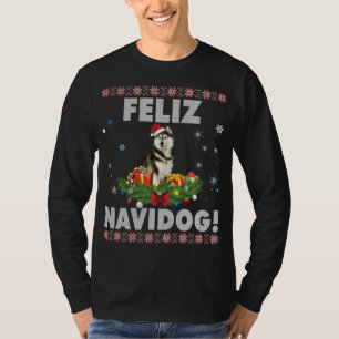 Camiseta Feliz Navidog Siberian Husky Dog Ugly Sweater Chri
