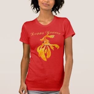 Camiseta Feliz Nowruz Ano Novo Persa Peixe Dourado Isolado