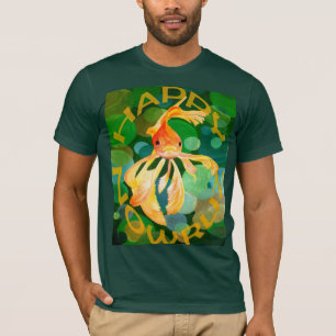 Camiseta Feliz Nowruz Peixes Dourados Renovação Alegre