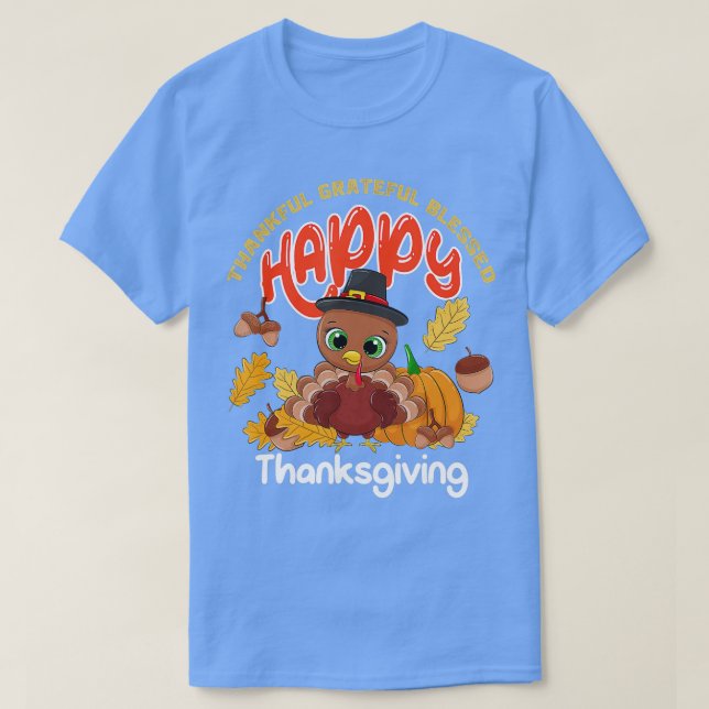 Camiseta Feliz Obrigados Felizes, Feliz e Abençoada Turquia (Frente do Design)