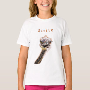 Camiseta Feliz Ostrich Engraçado - Sorria - Adicione Seu T