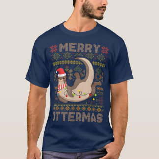 Camiseta Feliz Ottermas Papais noeis de Natal Otter Ugly Sw
