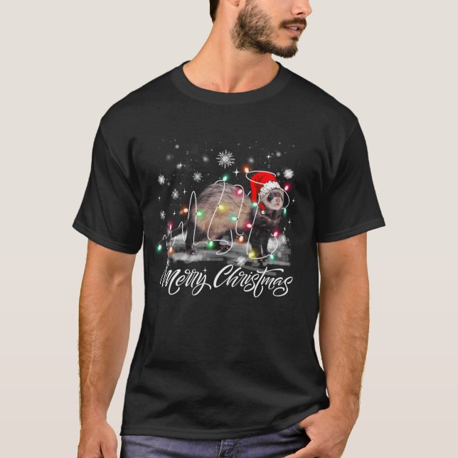 Camiseta Feliz Ottermas Papais noeis de Natal Otter Ugly Sw (Frente)