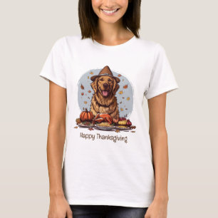 Camiseta Feliz Ouro de Ação de Graças - Cachorro do Retriev